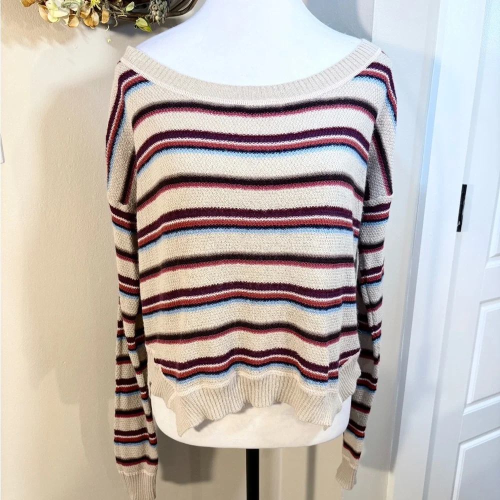FREE PEOPLE BEACH Road Trip Alpaca Blend Boxy Cropped Split Side Sweater Sz S💛